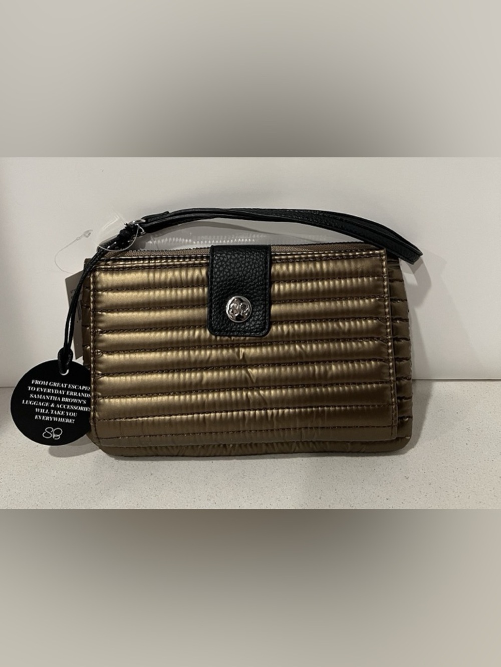 RFID wallet Quilted Metallic copper